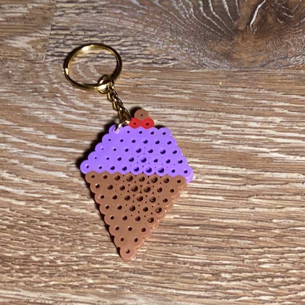 Ice cream cone perler bead made by 9 year old Veda